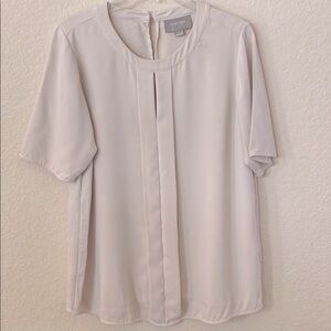 August 1 Eight Cream Blouse with Mandarin Collar and Pleated Style Size M